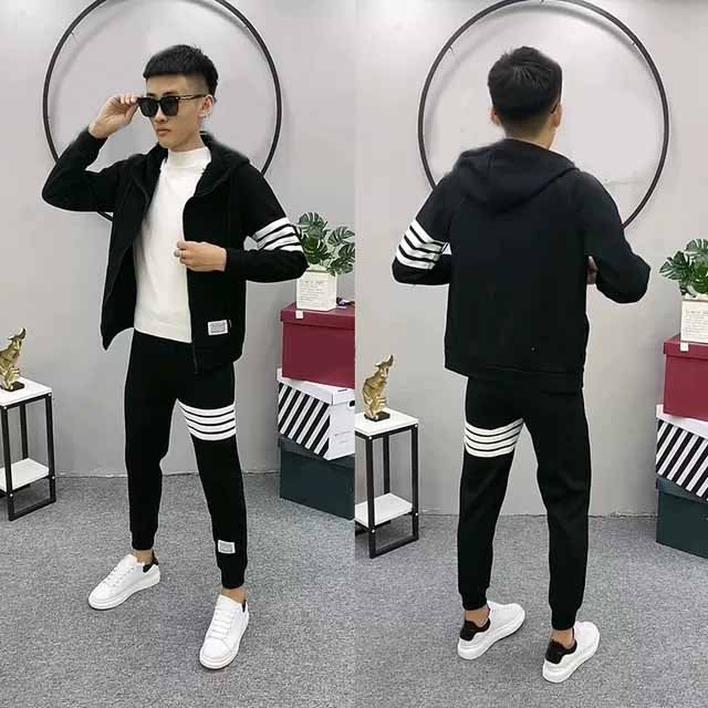 Quần áo thu đông nam nữ, Bộ nỉ nam nữ, Bộ thể thao nam nữ thu đông chất nỉ ( BỘ NỈ BỐN SỌC ) L1