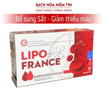 Viên uống bổ máu Fe Lipo France bổ sung Sắt, Acid Folic cho người thiếu máu - Hộp 30 viên