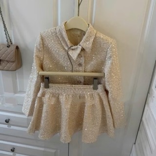 Set áo dạ tweed kèm chân váy xòe lưng sau chun cổ lệch siêu xinh LAVIAN S50