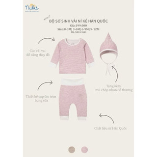 Bộ nubes vải nỉ kẻ hàn quốc sz 6-9,9-12