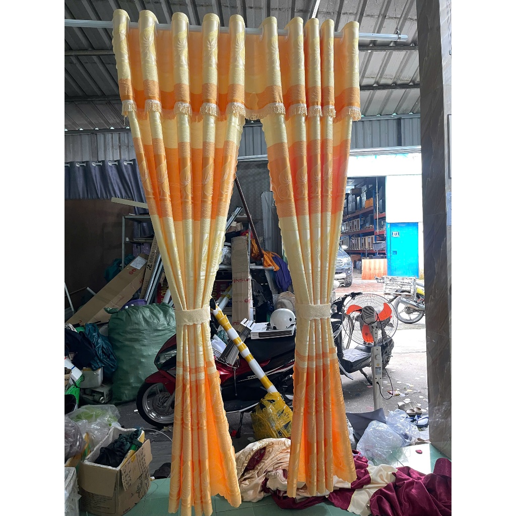Trọn bộ rèm cửa buồng gấm hoa văn ( không thanh treo & có thanh treo ) RÈM CỬA VIỆT HÀN