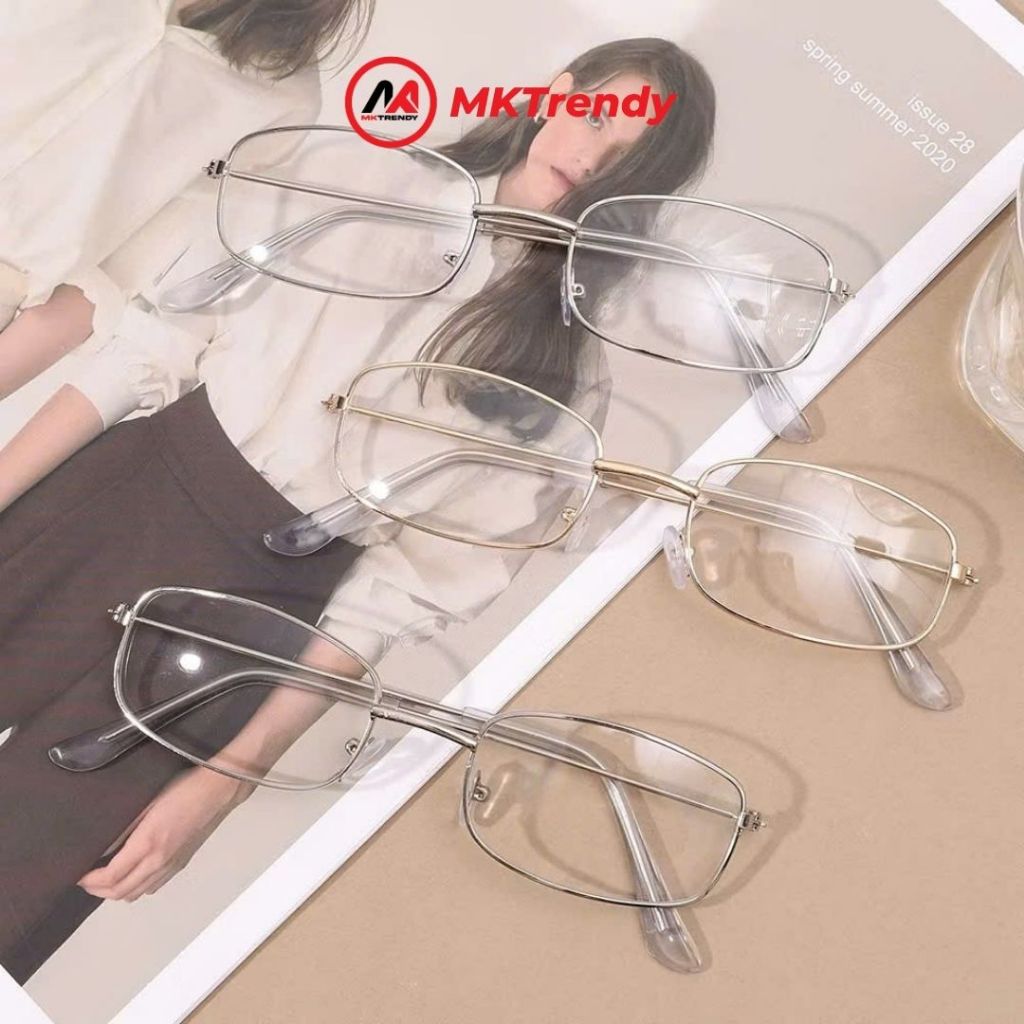Gọng kính cận thời trang nam nữ MKTRENDY kính lão viễn thị gọng kim loại vuông chống ánh sáng xanh chống tia UV HK6
