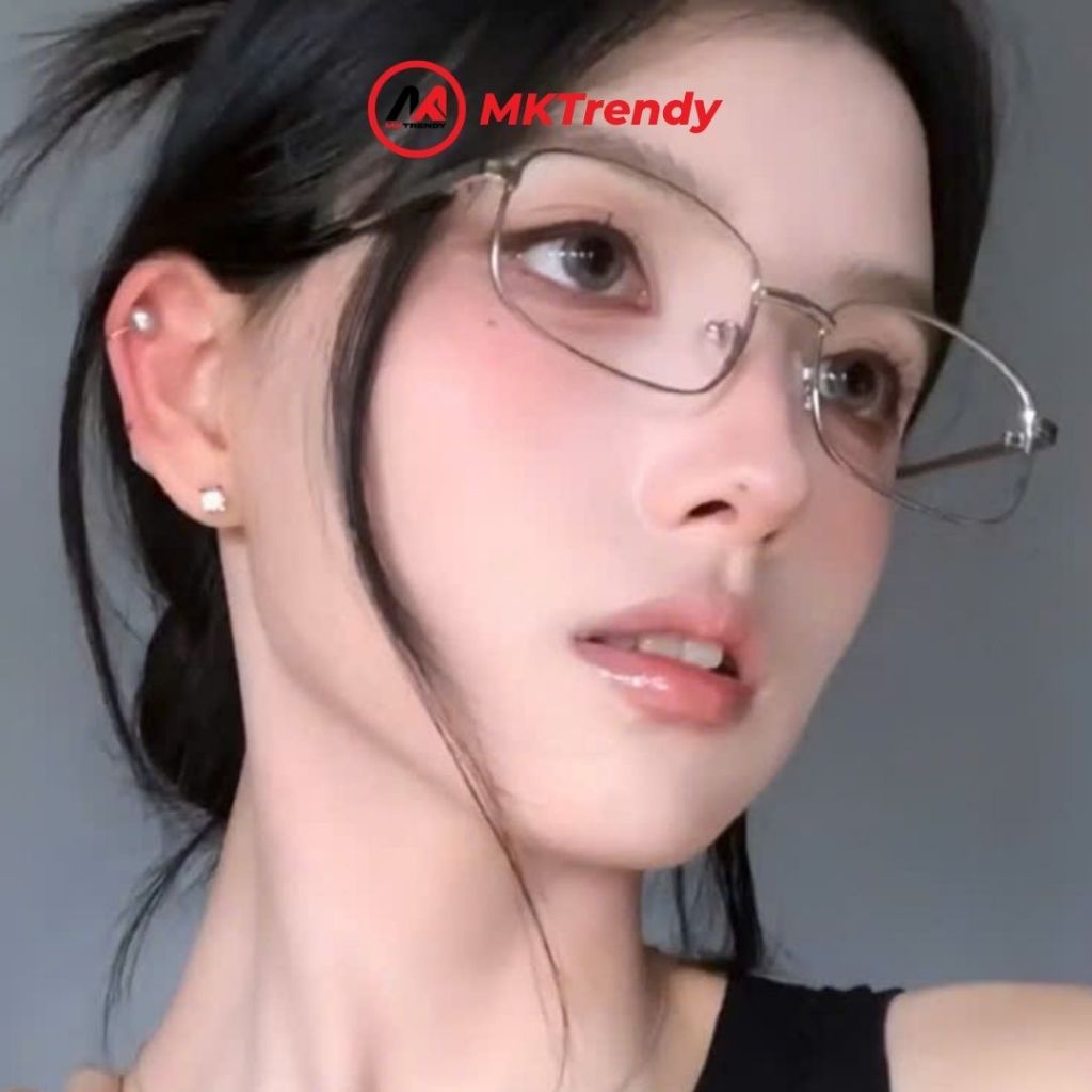 Gọng kính cận thời trang nam nữ MKTRENDY kính lão viễn thị gọng kim loại vuông chống ánh sáng xanh chống tia UV HK6