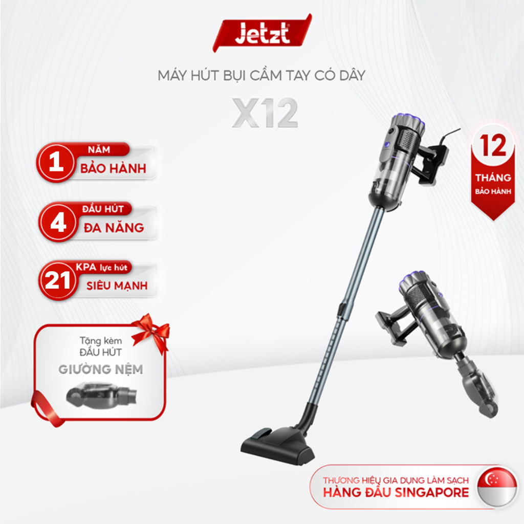 Máy hút bụi cầm tay đa năng 4in1 có dây JETZT X12, lực hút 21000PA