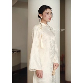 Áo dài cách tân dáng suông trẻ trung Jn Design, áo dài nữ đẹp chất lụa mềm mát mặc cưới hỏi lễ tết JNN STORE J168