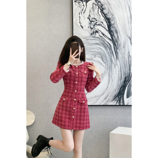 Đầm thiết kế KYE vải dạ màu hồng Tira dress sang trọng
