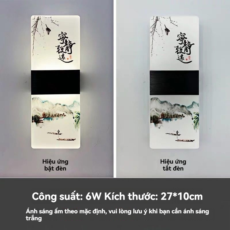 Đèn tường LED phong cách Trung Hoa 6W/12W, ánh sáng ấm/3 màu, sắt+acrylic, bảo hành 1 năm