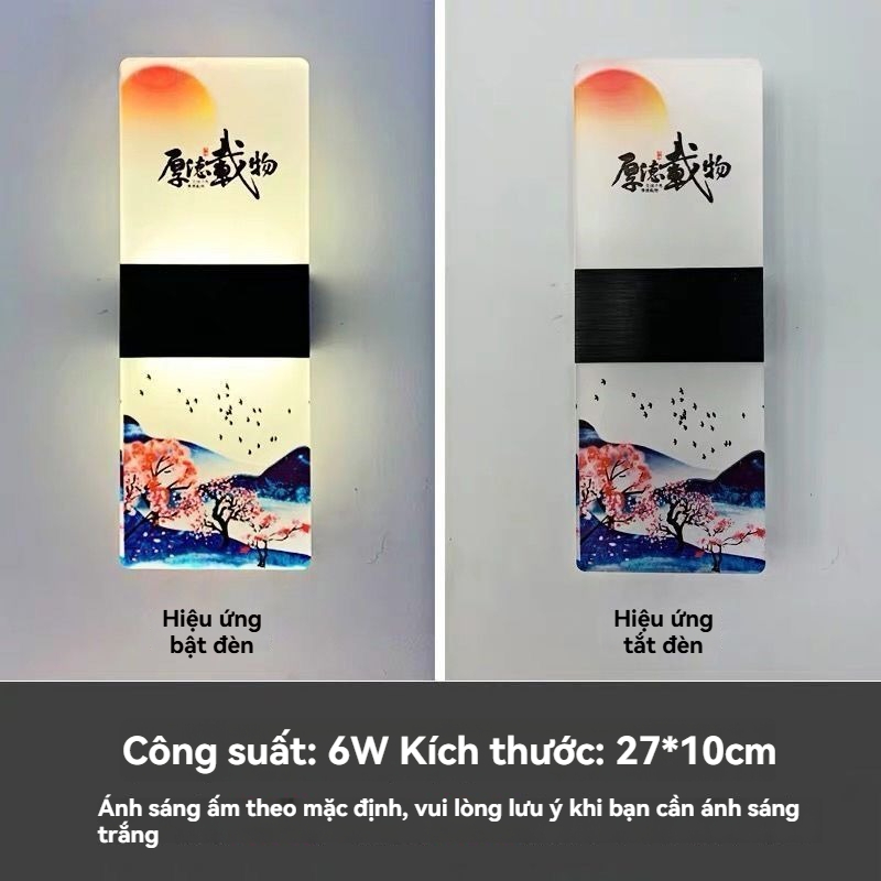 Đèn tường LED phong cách Trung Hoa 6W/12W, ánh sáng ấm/3 màu, sắt+acrylic, bảo hành 1 năm