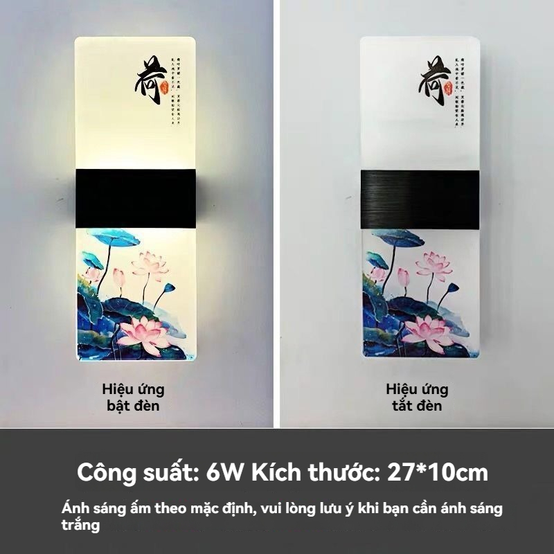 Đèn tường LED phong cách Trung Hoa 6W/12W, ánh sáng ấm/3 màu, sắt+acrylic, bảo hành 1 năm