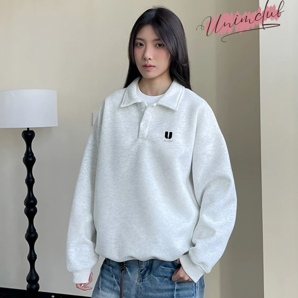 [XẢ KHO] Ao Sweater Nỉ Hàn Polo Unim Club Dáng Rộng Unisex Chất Liệu Cao Cấp Chống Nhăn Đứng Form Không Xù