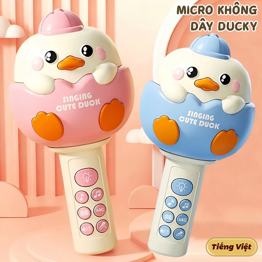 Mic Karaoke Cho Bé Hình Chú Vịt - Nhựa Cao Cấp An Toàn, Món Quà Giáo Dục Sớm Lý Tưởng Cho Bé Từ 3 Tuổi