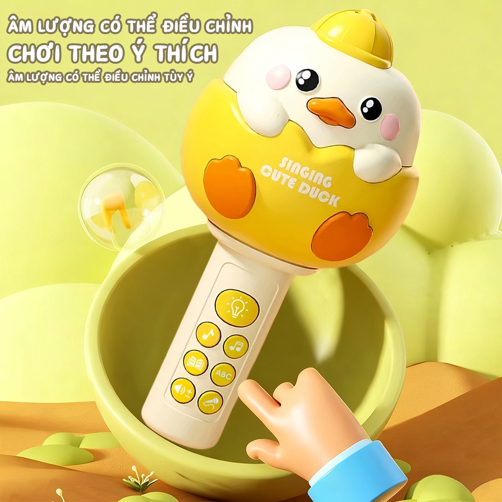 Mic Karaoke Cho Bé Hình Chú Vịt - Nhựa Cao Cấp An Toàn, Món Quà Giáo Dục Sớm Lý Tưởng Cho Bé Từ 3 Tuổi