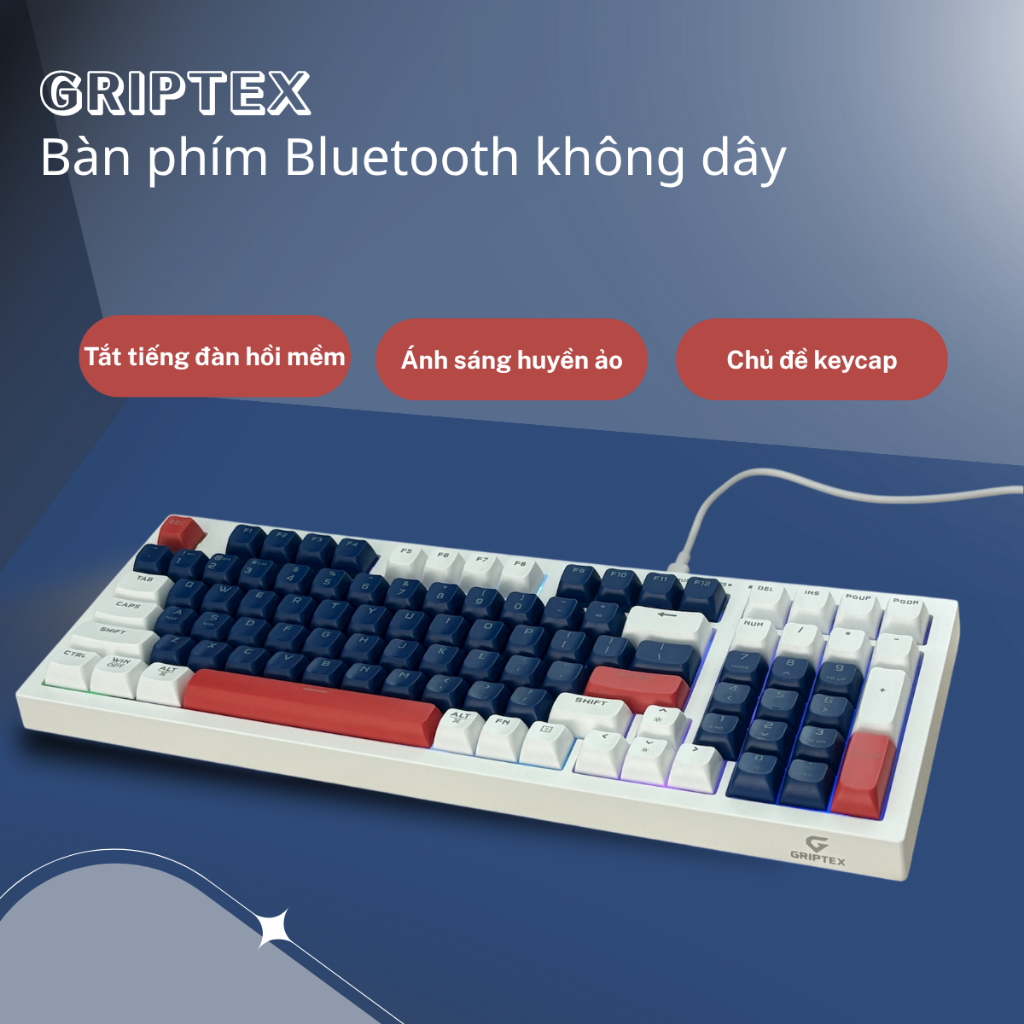 Bàn Phím Không Dây Bluetooth Gaming GRIPTEX RGB – Thiết Kế Cao Cấp, Gõ ...