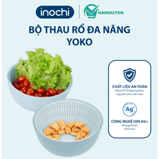 Bộ thau rổ đa năng Inochi Yoko 23cm – nhựa dẻo cao cấp, phủ kháng khuẩn, hàng Nhật sang trọng