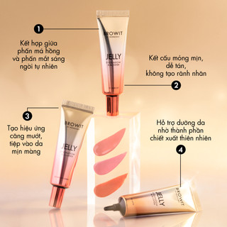 COMBO 2 Kem má hồng và phấn mắt BROWIT Jelly Eyeshadow & Blusher 10g Màu 01Apricot & 03Latte