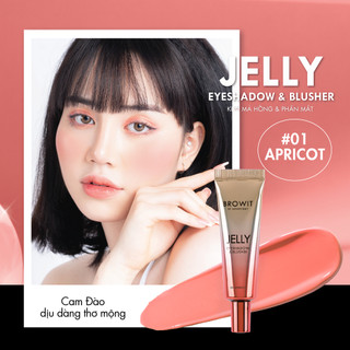 COMBO 2 Kem má hồng và phấn mắt BROWIT Jelly Eyeshadow & Blusher 10g Màu 01Apricot & 03Latte