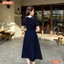 Đầm thiết kế BEMINE cổ sen đính hoa dáng chữ A phù hợp đi làm-B165