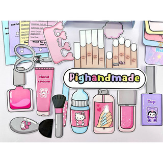 Đồ chơi bóc dán tiệm làm Nail Sanrio - Kuromi, Melody, Cinnamoroll- Búp bê giấy