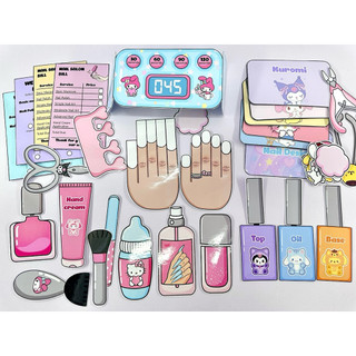 Đồ chơi bóc dán tiệm làm Nail Sanrio - Kuromi, Melody, Cinnamoroll- Búp bê giấy