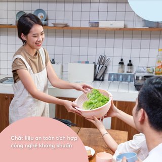 Bộ thau rổ xoay đa năng Inochi Yoko 28cm – xoay 360°, kháng khuẩn Ag+, nhựa PP nguyên sinh cao cấp