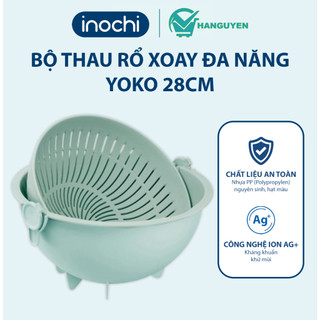Bộ thau rổ xoay đa năng Inochi Yoko 28cm – xoay 360°, kháng khuẩn Ag+, nhựa PP nguyên sinh cao cấp