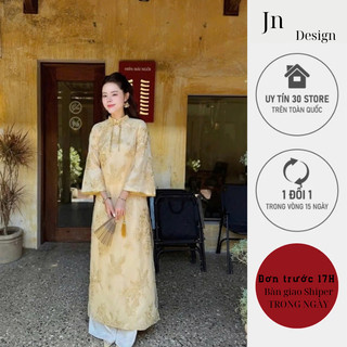 Áo dài cách tân nữ Jn Design 4 tà chất tơ thêu phối nót lua siêu đep JNN STORE J136