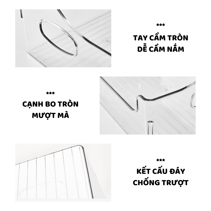 Khay Trong Suốt Đựng Sách Vở Để Bàn ENODA HOME, Khay Nhựa Đựng Đồ Đa Năng Thiết Kế Dáng Chữ U Hiện Đại Q076