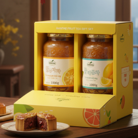 HOT! SET QUÀ TẶNG TRÀ THANH YÊN + TRÀ CHANH MẬT ONG HANTAE Hàn Quốc, siêu sang, hợp làm quà tặng nè!