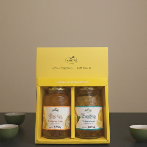 HOT! SET QUÀ TẶNG TRÀ THANH YÊN + TRÀ CHANH MẬT ONG HANTAE Hàn Quốc, siêu sang, hợp làm quà tặng nè!