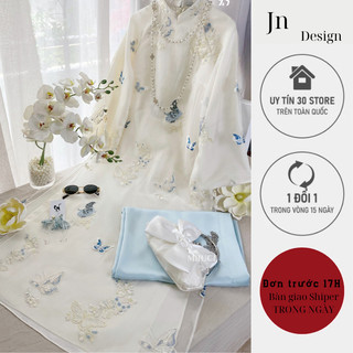 Áo dài cách tân Diên An mặc tết 2026 thiết kế 4 tà tay loe dài hoạ tiết én sang trọng- JNN Store J161