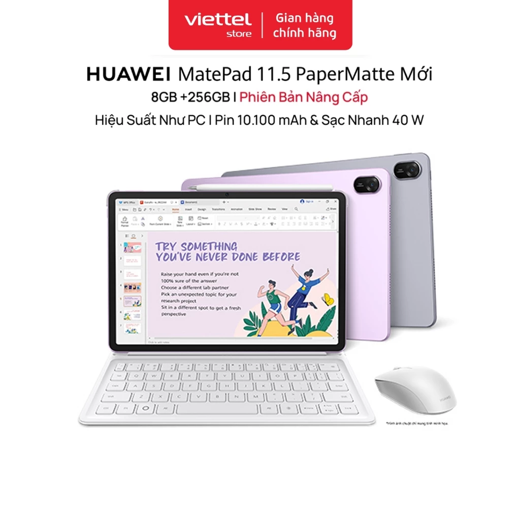 Máy tính bảng HUAWEI MatePad 11.5 PaperMatte Mới 8+256GB | Hiệu Suất Như PC | Pin 10.100 mAh | Sạc Nhanh 40W
