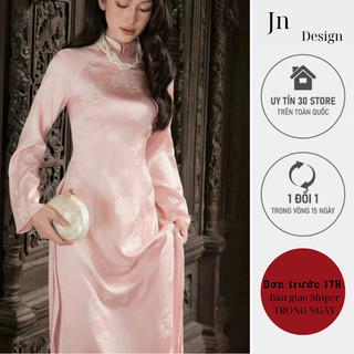 Áo dài truyền thống 2 tà màu hồng chất liệu gấm , áo dài mặc chụp ảnh tết cưới hỏi-JNN Store J135