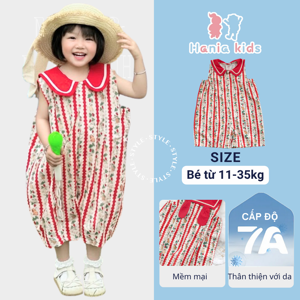 Set Đồ Bé Gái HANIA KIDS, Set Bodysuit Hình Thỏ Dễ Thương Cho Bé Gái Chất Liệu Thô Mềm Thoáng Mát