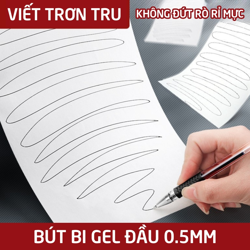 Bút Mực Đen Bút Gel 0.5mm – Bút Nước Viết Êm, Mực Đều Màu, Không Lem Thiết Kế Nhỏ Gọn Dễ Mang Theo