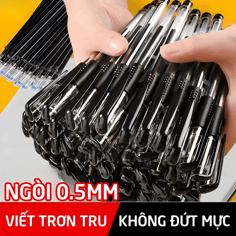 Bút Mực Đen Bút Gel 0.5mm – Bút Nước Viết Êm, Mực Đều Màu, Không Lem Thiết Kế Nhỏ Gọn Dễ Mang Theo