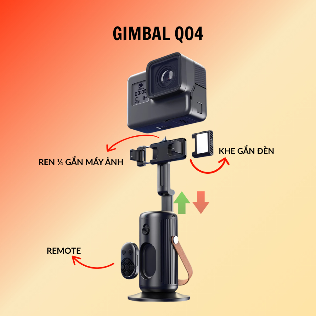 Giá Đỡ Gimbal Q02 + Q04 Xoay Tự Động 360° Theo Khuôn Mặt – Giá Đỡ Điện Thoại Livestream, Quay Video, Selfie Tracking