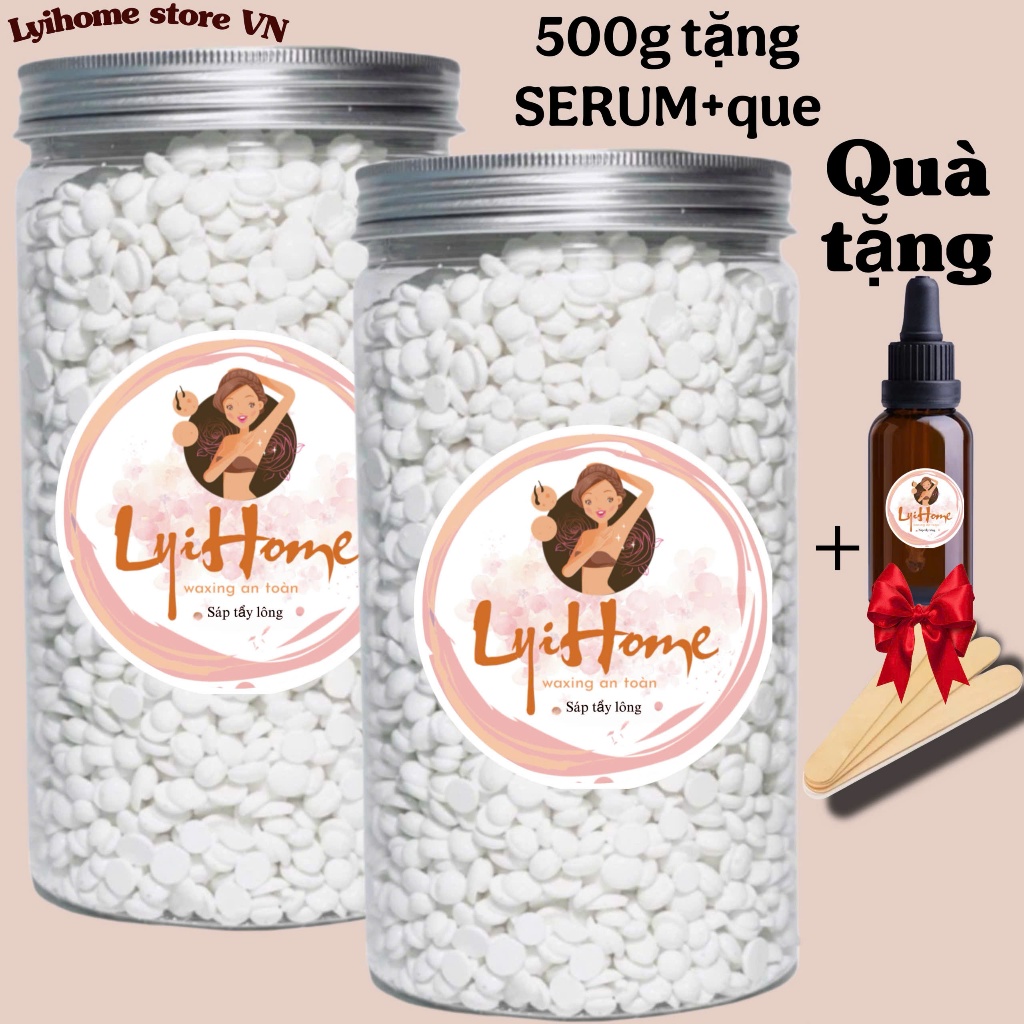 [Tặng SERUM+que] 500g Sáp wax lông cao cấp sữa dừa tẩy lông tay chân ...