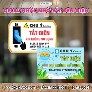 Bảng Tắt Điện Khi Không sử dụng - Decal Dán Nhắc Nhở Tắt Điện - Sticker Chống Nước Dán Công ty, Nhà ở .SIG34 - DCBB032