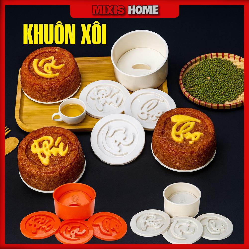 Bộ 3 Khuôn Xôi Phúc Lộc Thọ, Bộ Khuôn Ép Xôi Nấu Xôi Tết Bằng Nhựa - GD277