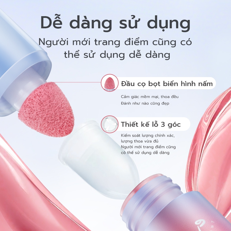 COMBO 2 phấn má hồng dạng kem HEXZE 6g x 2, lên màu tự nhiên, lâu trôi, da căng bóng