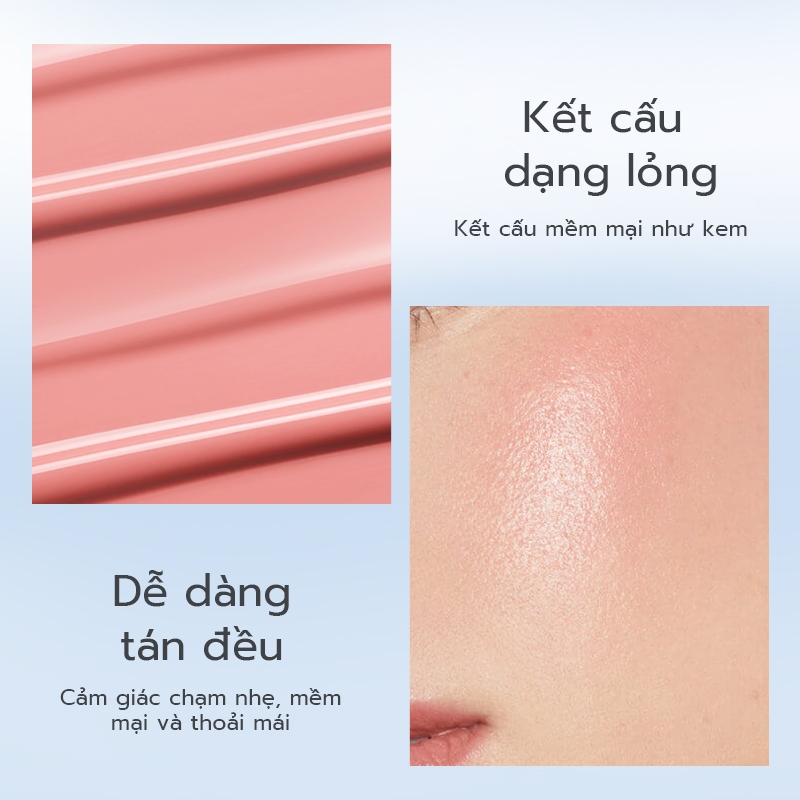 COMBO 2 phấn má hồng dạng kem HEXZE 6g x 2, lên màu tự nhiên, lâu trôi, da căng bóng