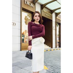 Áo thun nữ ôm body dài tay chất liệu mềm mại thiết kế Rosia cao cấp phối chân váy đính hoa thanh lịch công sở trẻ trung — ảnh 5