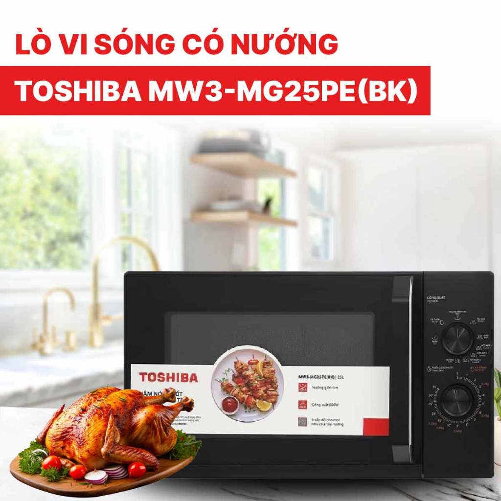 Lò Vi Sóng 25Lit TOSHIBA MW3-MG25PE(BK), 9 Chế Độ Nấu -Công Suất 800W ...