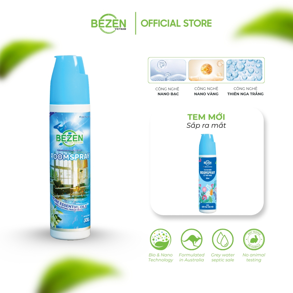 Xịt Thơm Phòng BEZEN 300ml Khử Mùi Lưu Hương Bền Lâu, Xịt Thơm Khử Mùi Dịu Nhẹ