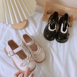 Size 21-35 MỚI Giày Búp Bê, Dép Quai Hậu Ren Phối Nơ Vintage Cho Bé Gái K079