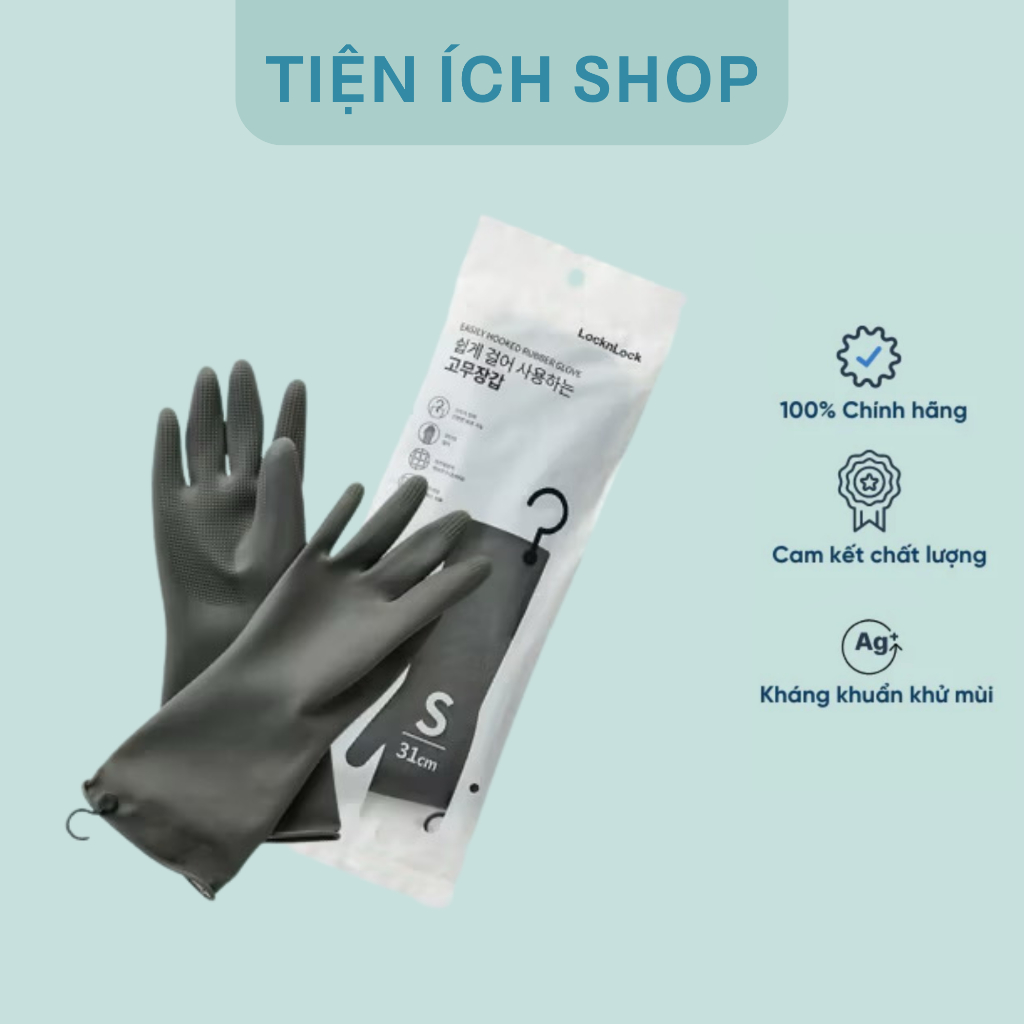 [ETM830-831-832] Găng tay, bao tay cao su tự nhiên màu xám (có móc treo) tiện dụng LOCK&LOCK