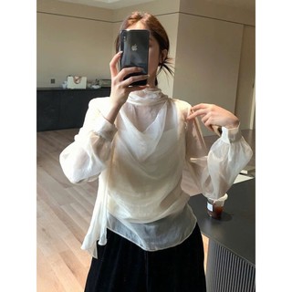 Áo sơ mi nữ tơ óng voan dài tay cổ nơ sang trọng Charm Tie Blouse 247store Áo sơ mi công sở nữ Hàn Quốc 534