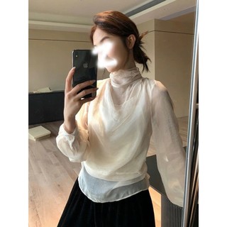 Áo sơ mi nữ tơ óng voan dài tay cổ nơ sang trọng Charm Tie Blouse 247store Áo sơ mi công sở nữ Hàn Quốc 534