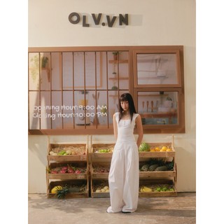 Quần OLV ống rộng trẻ trung năng động Kaki Denim Wide Leg Pants nhiều màu phù hợp đi học đi chơi