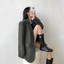 Áo blazer nữ basic Ghi/Đen – Form rộng Hàn Quốc – Size S-XL
